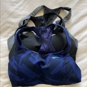 Brooks Blue and Black Sports Bras for High Impact
